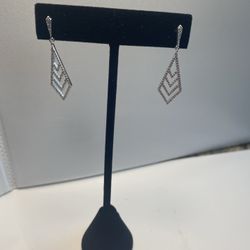 925 Sterling Silver Triangle Cz  Stud Earrings. New
