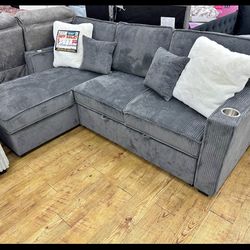 Corduroy couch pullout bed new in box / firm price