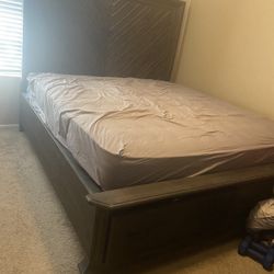 Bedroom Set with Amazing Mattress Two End Table Cabinets Plus Bonus Love Seat