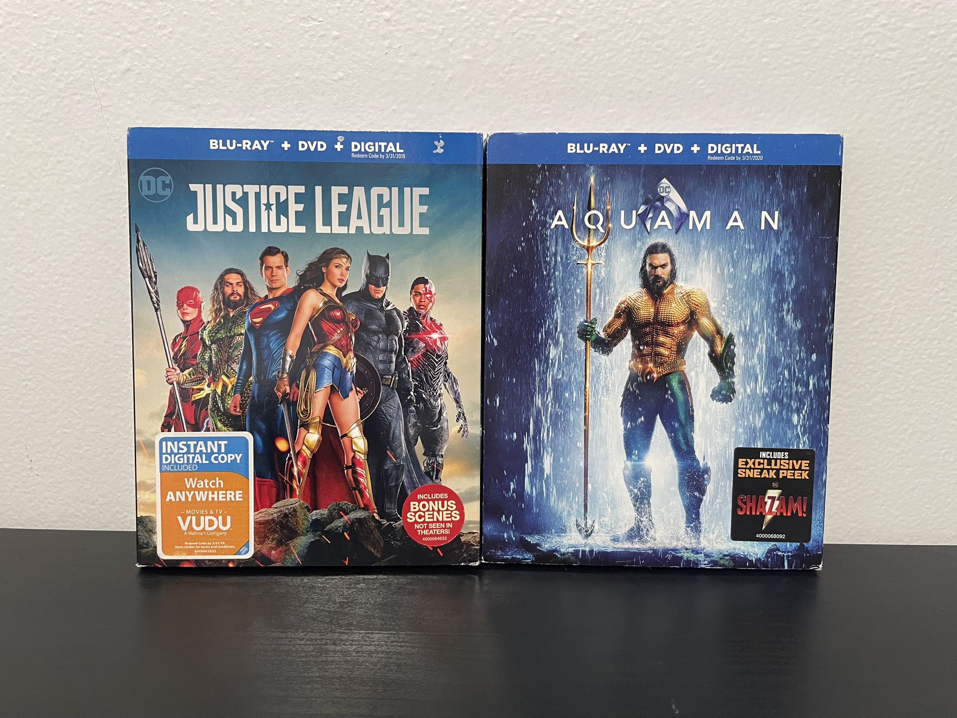 Justice League + Aquaman - Blu Ray + DVD Combo - Bundle - Like New - DC Comics