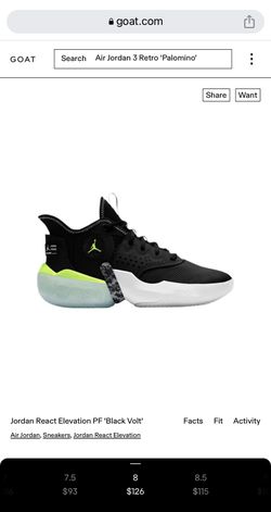 Jordan React Elevation PF 'Black Volt' for Sale in Philadelphia, PA -  OfferUp