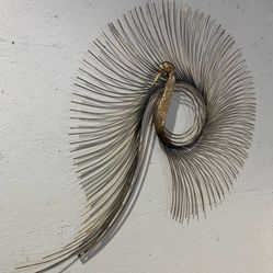 Vintage Mid Century Large Curtis Jere Signed and Dated Metal Swan Wall Sculpture.  See Details