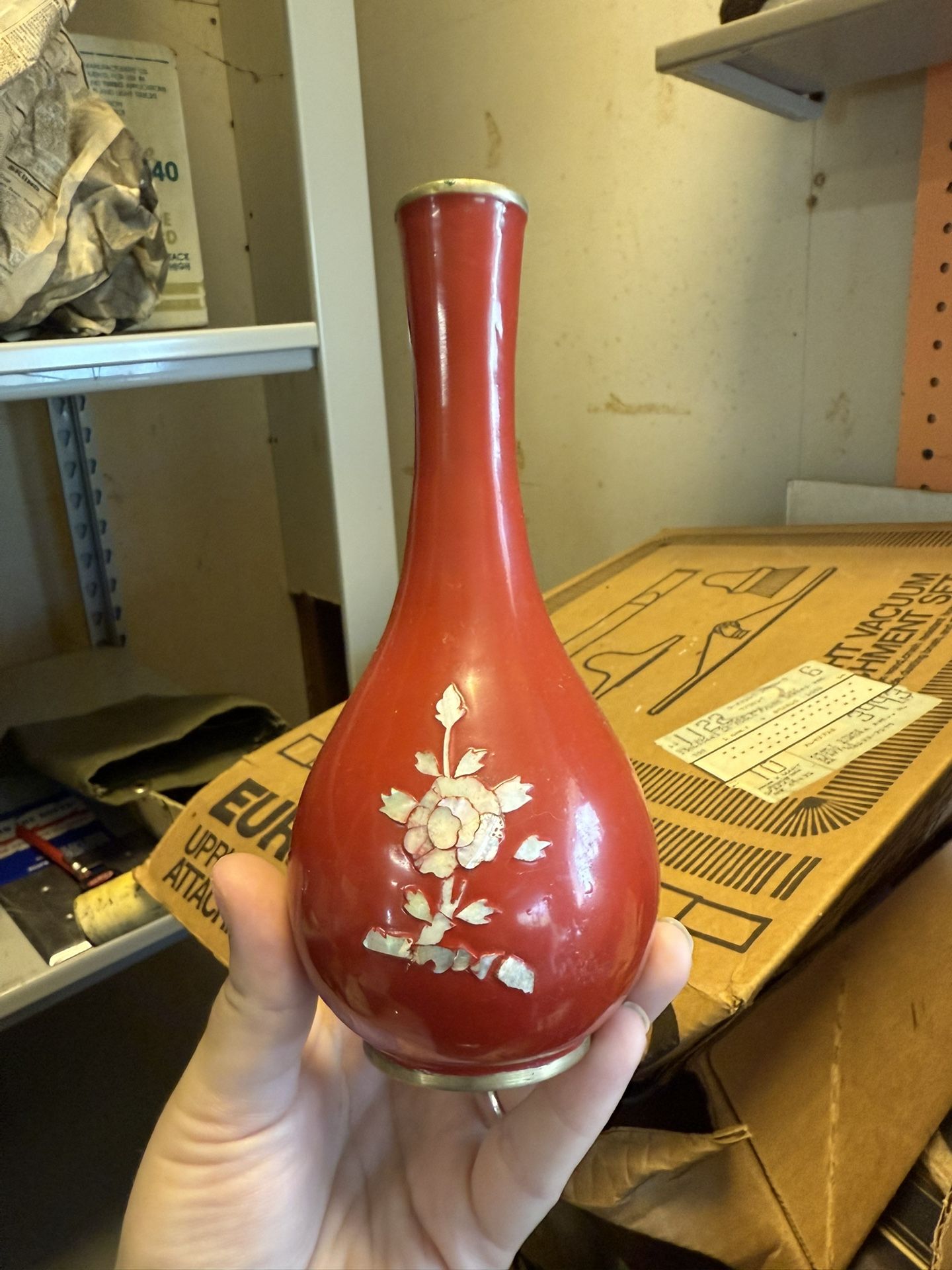 Vintage Red Japanese Bud Vase