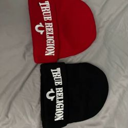 Black and Red True Religion Beanies 