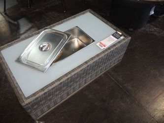 Creative Living Dalton Wicker Outdoor Cocktail Table w/ Built-In Ice Bucket