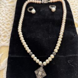 Judithjack Pearl Pendent And Matching Earring.