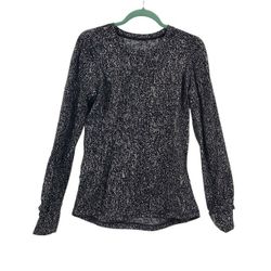LULULEMON Extra Mile Long Sleeve Top Luon Suited Jacquard Black White Sz 10