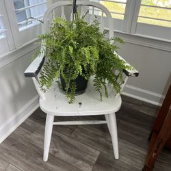 Farmhouse White Windsor Type Chair Plant Stand