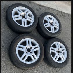 4 - 195/60r15 4x108 4x4.25 Ford Fiesta Focus Fusion Mustang Wheels Rims 90% Good Treads Tires!!!