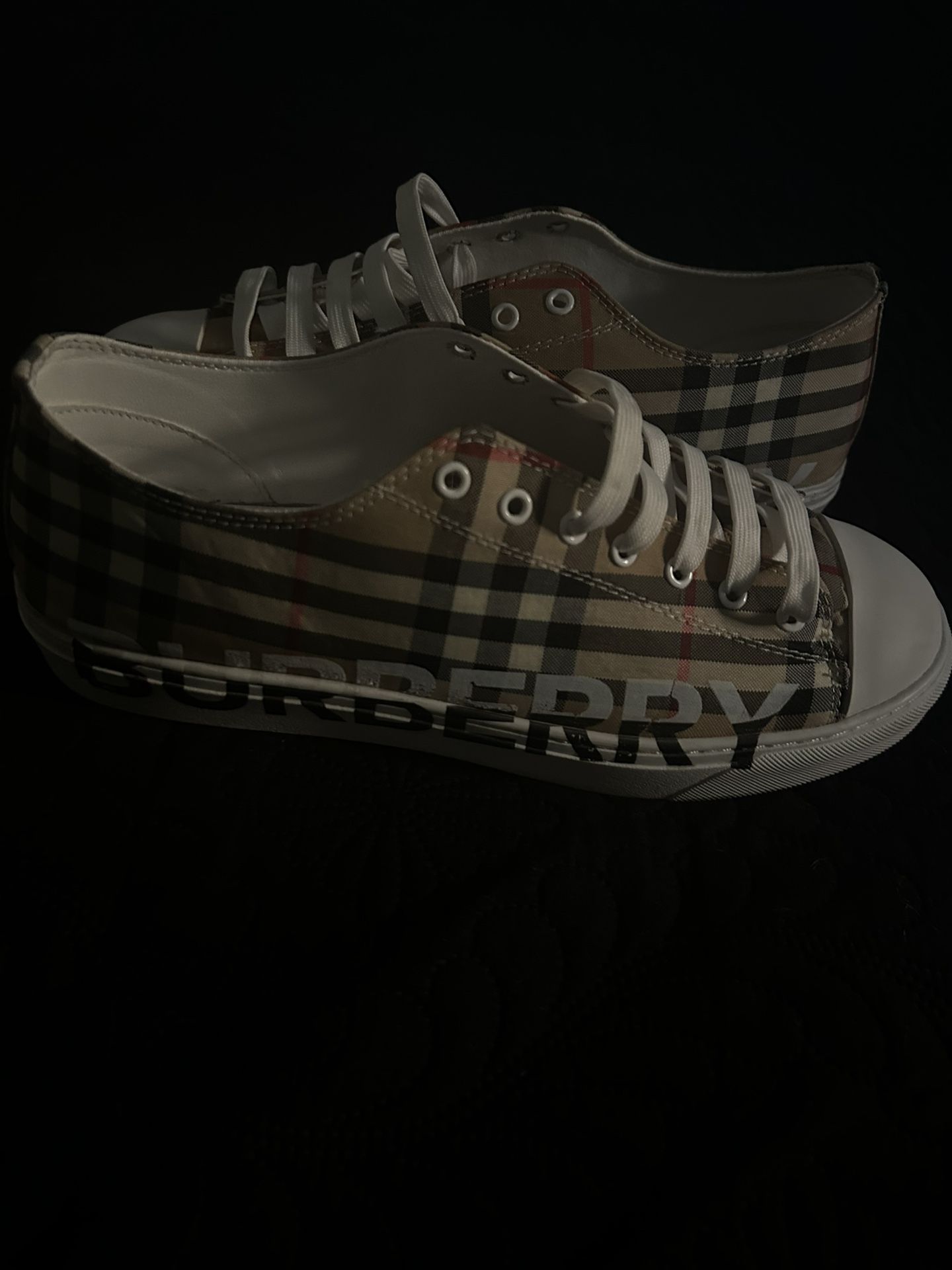 Burberry Logo Print Vintage Check Cotton Sneakers