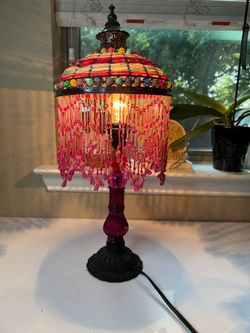 Lamp – Unique Handmade Boho Beaded Crystal Fringe Table Lamp