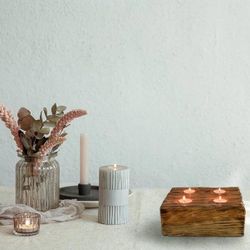 Tea light candle holder wood