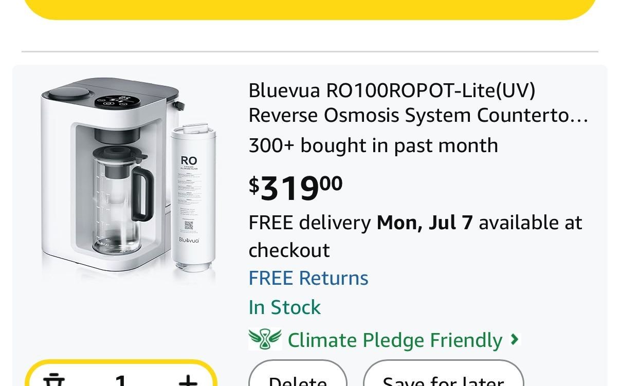Water Filter System Bluevua RO100ROPOT-Travel Reverse Ososis Syste Countertop Water Bluevua Water Filter Review