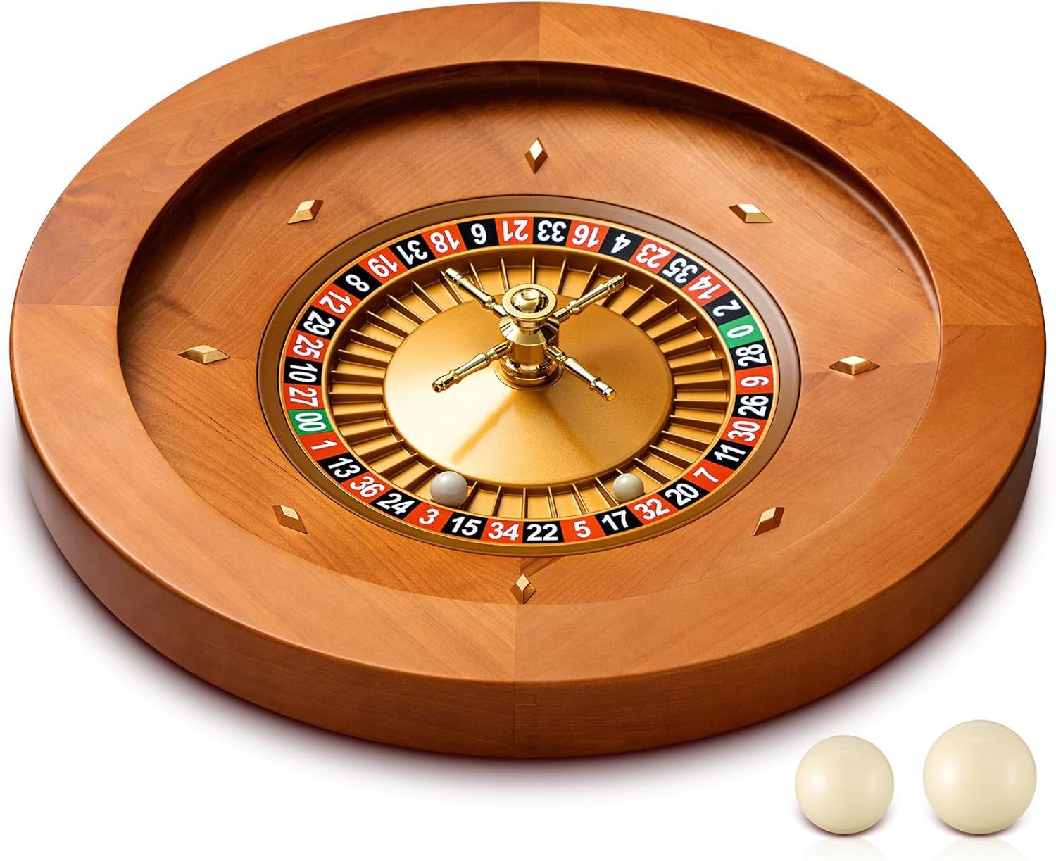 Leyndo 20 Inch Wooden Roulette Wheel with 4 Roulette Balls Casino Grade Precision Bearings Roulette Wheel Turntable Leisure Table Games for Home Profe