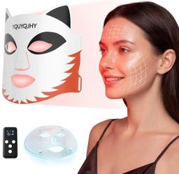 4 Color Modes Red Light Therapy Face Mask for Anti-Aging Skin Tightening 850nm Near-Infrared, Cooling Pack, Red/Blue/Yellow/NIR light, 276 LEDS, Timer