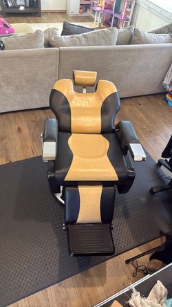Professional Hydraulic Reclining Barber Salon Chair Black & Gold
