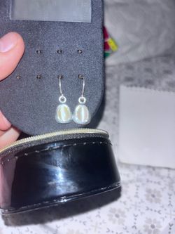 Silver Drop Earrings with Stone