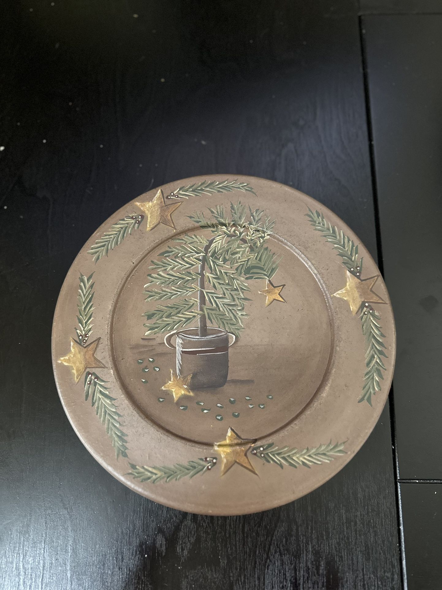 Rustic Hearthside Collection Decorative Wooden 9.75" Plate Christmas Tree