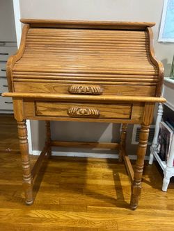 Vintage oak roll top Secretary desk