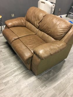Brown leather sofa