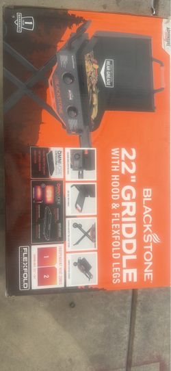 Blackstone Adventure Ready Outdoor Griddle, 22 Inch 2-Burner Flat Top Grill with Hood and Flexf... hablo español