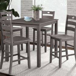 Brand New Grey 5pc Counter Height Dining Table Set