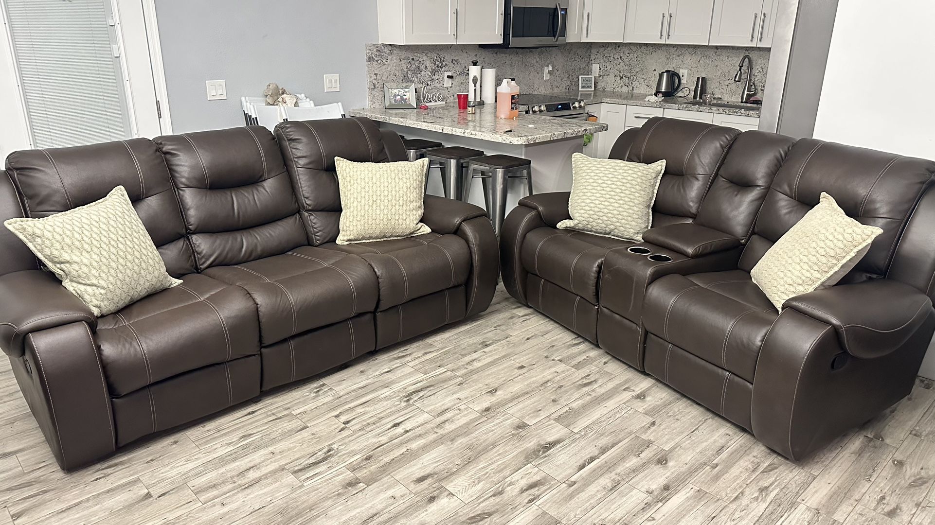 Brown reclining couch set FREE DELIVERY