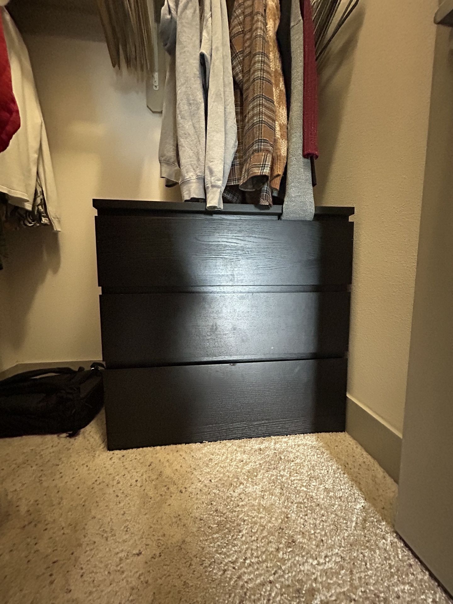 IKEA MALM 3-drawer dresser, black brown 