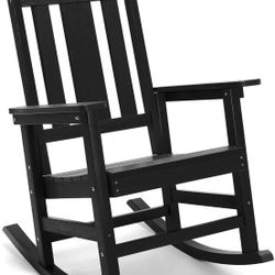 LUE BONA Rocking Chair Outdoor, Weather Resistant Poly Plastic Rocker Chairs, 350lb Heavy Duty, Oversized Porch for Adult, High Back Smooth Chairs Out