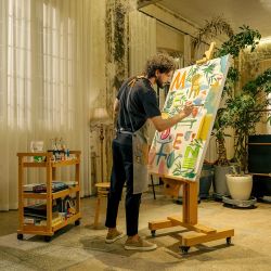 Extra Large Wooden Adjustable Artist Easel with Wheels MEEDEN DHJ-11