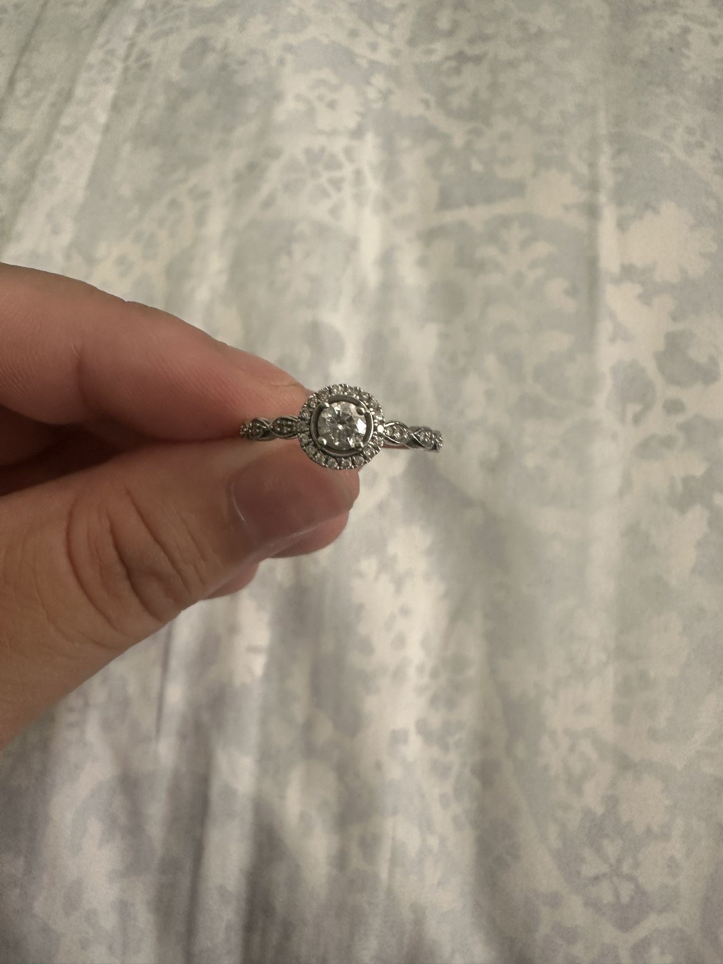 White Gold Halo Engagement Ring