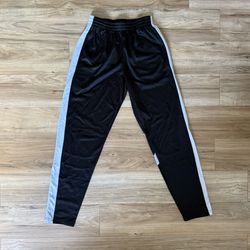 Century Black Track Pants with White Stripes Workout Sweatpants Zipper Ends