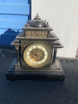 Authentic French Black Marble Slate Clock