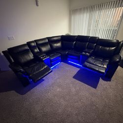 Black Leather Recliner Sectional