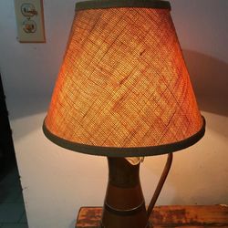 Lámpara Base Jarra Bronce Con Cover Antigua Mide 22 Plg