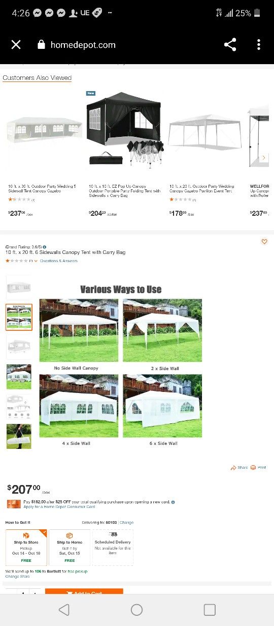 10×20×8 canopy tent with windows and sides