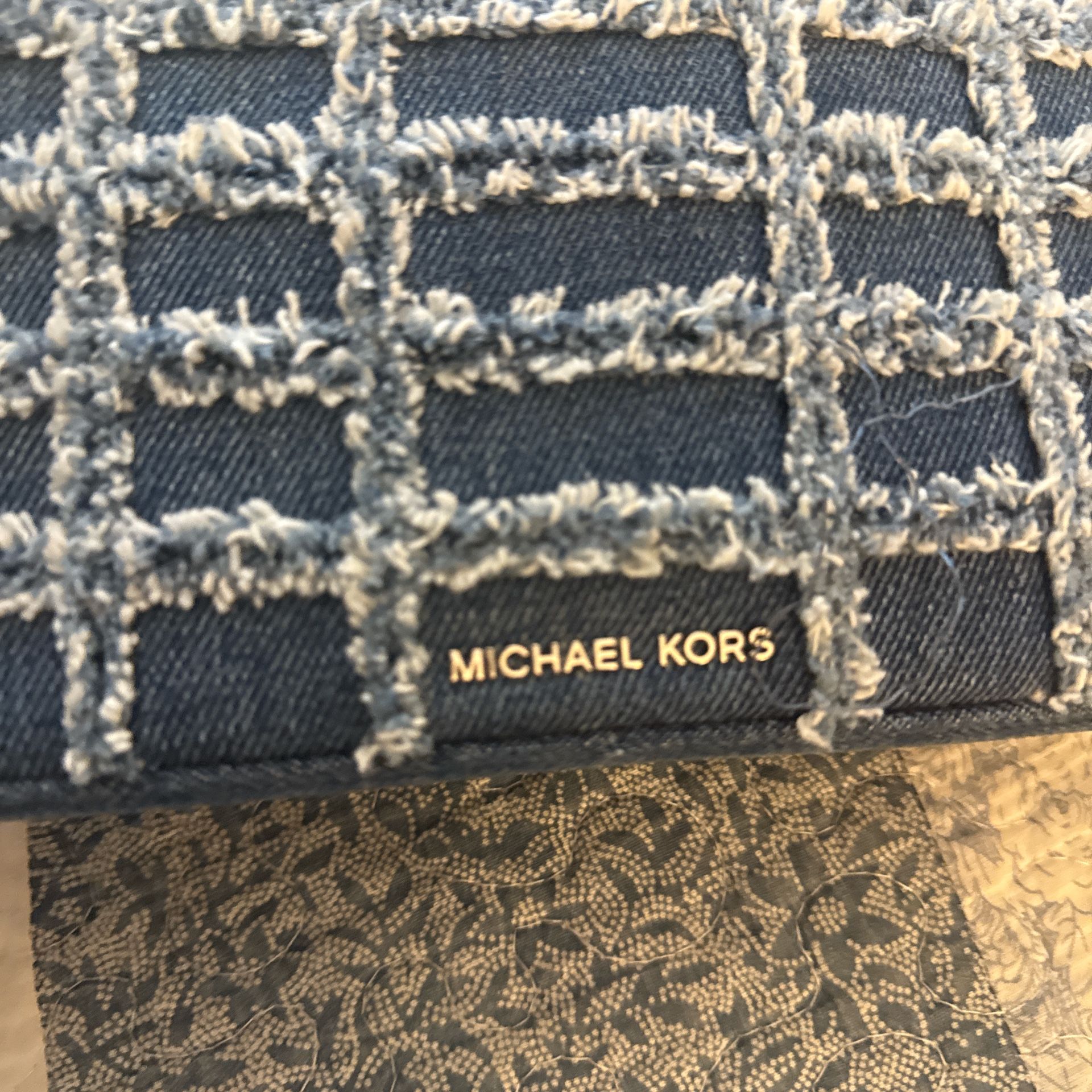 Michael Kors rare and stylish denim bag featuring a beautiful, unique design. A standout piece that’s perfect for everyday wear or adding a special to