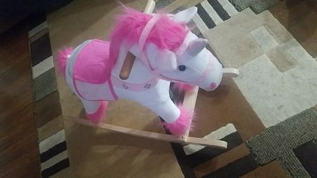 pink and white Unicorn Rocking Horse OBO