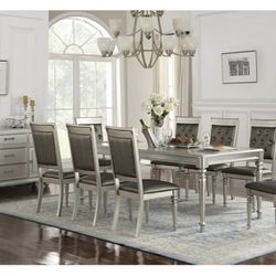 Silver Dining Table Set With 8 Chairs (Free Delivery) 
