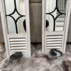 Rustic Farmhouse Wall Candle Sconces (Set of 2) – Distressed Wood & Metal- $35 for the pair