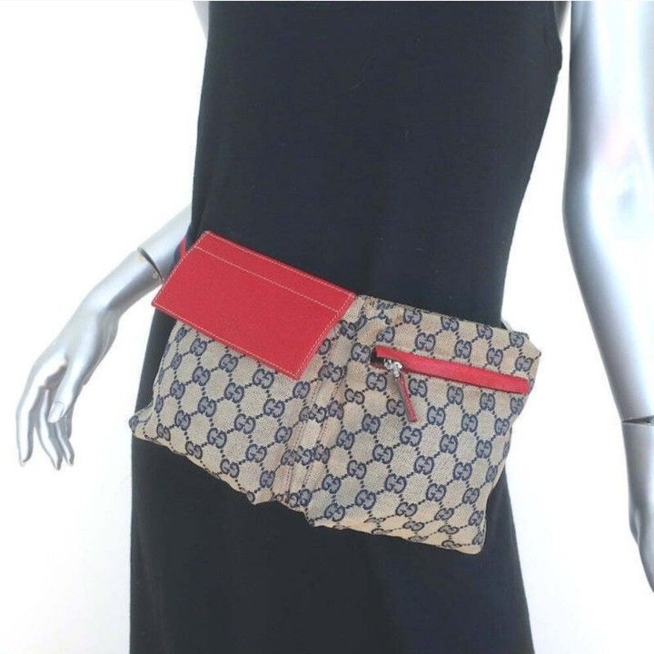 Authentic Gucci GG Monogram Supreme Sherry Web Fanny Bum Waist Belt Crossbody
