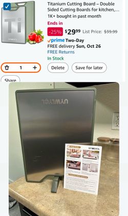 Titanium Cutting Board – Double Sided Cutting Boards for kitchen, Pure Titanium & Wheat Straw PP, Food-Grade Metal Chopping Board, Easy to Clean Large
