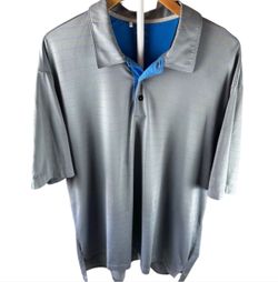 Adidas ClimaLite Golf Polo Shirt Mens Large Gray Blue Stripe Performance