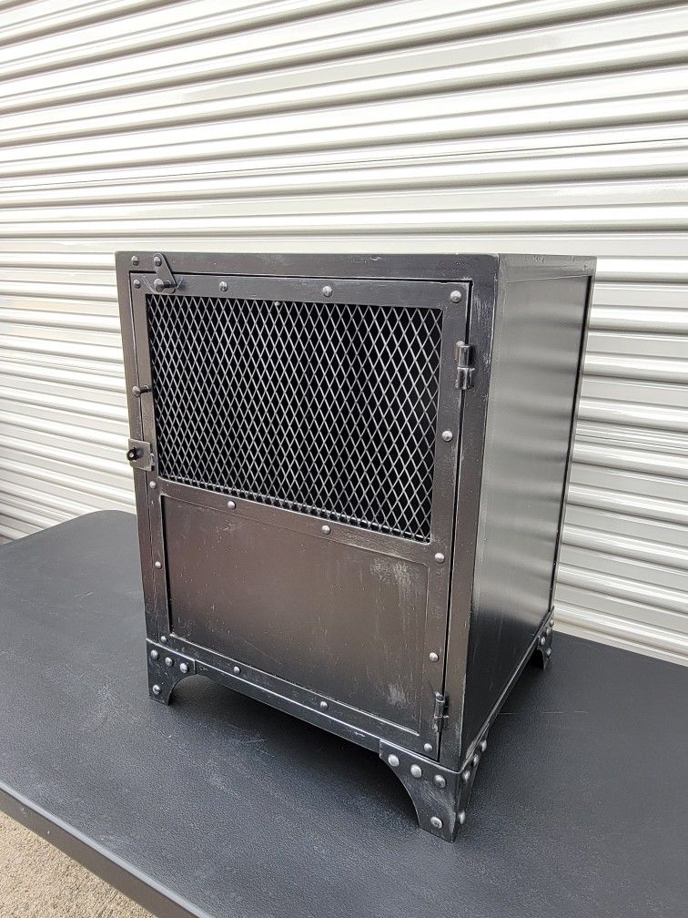 2FT Industrial Riveted Old World Metal Locker Side Nightstand Cabinet Storage Table 