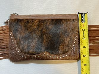 Leather Calf Hair Crossbody Purse