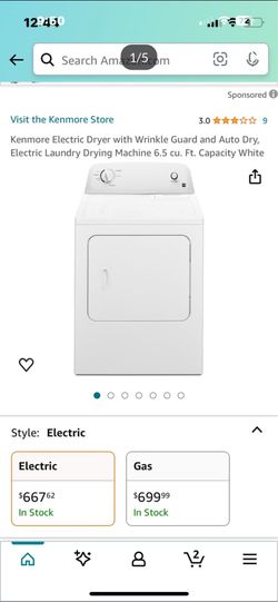 Kenmore Electric Dryer with Wrinkle Guard and Auto Dry, Electric Laundry Drying Machine 6.5 cu. Ft. Capacity White