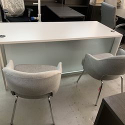 White Desk 30”x72” White With Glass Modesty 