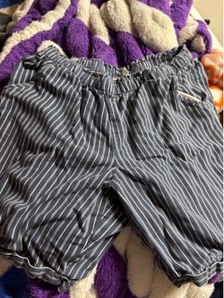 Short with blue white stripes