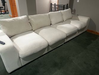 Beige white couch