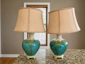 Pair of Ceramic Drip Glaze Table Lamps
